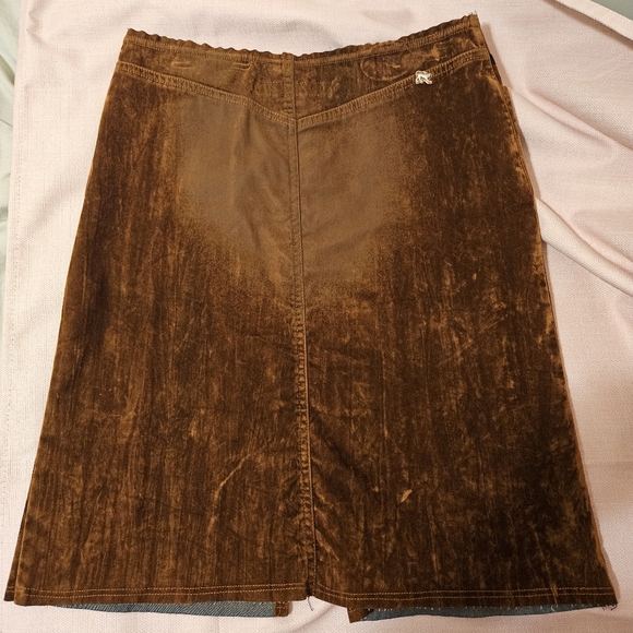 NWT Brown distressed Parasuco midi skirt with front slit Sz 10 - Picture 3 of 7